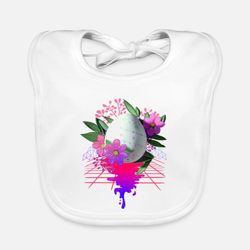 Easter Egg Flowers Art Retro Wave Bavoir bio Bébé