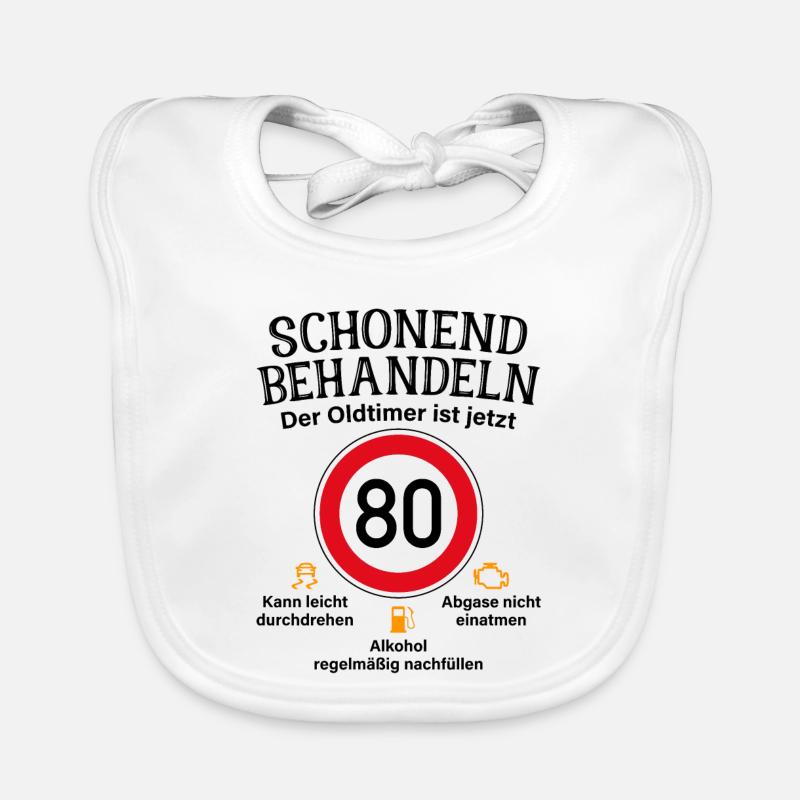 80. Geburtstag Schonend Behandeln Oldtimer Ist 80 - Baby Bio-Lätzchen - Weiß