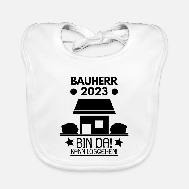 Bauherr 2023 Hausbau Baustelle Baby Bio-Lätzchen