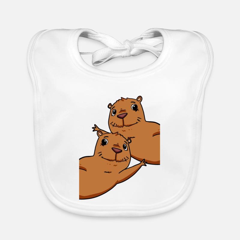 Capybara Wasserschwein - Bavoir bio Bébé - blanc
