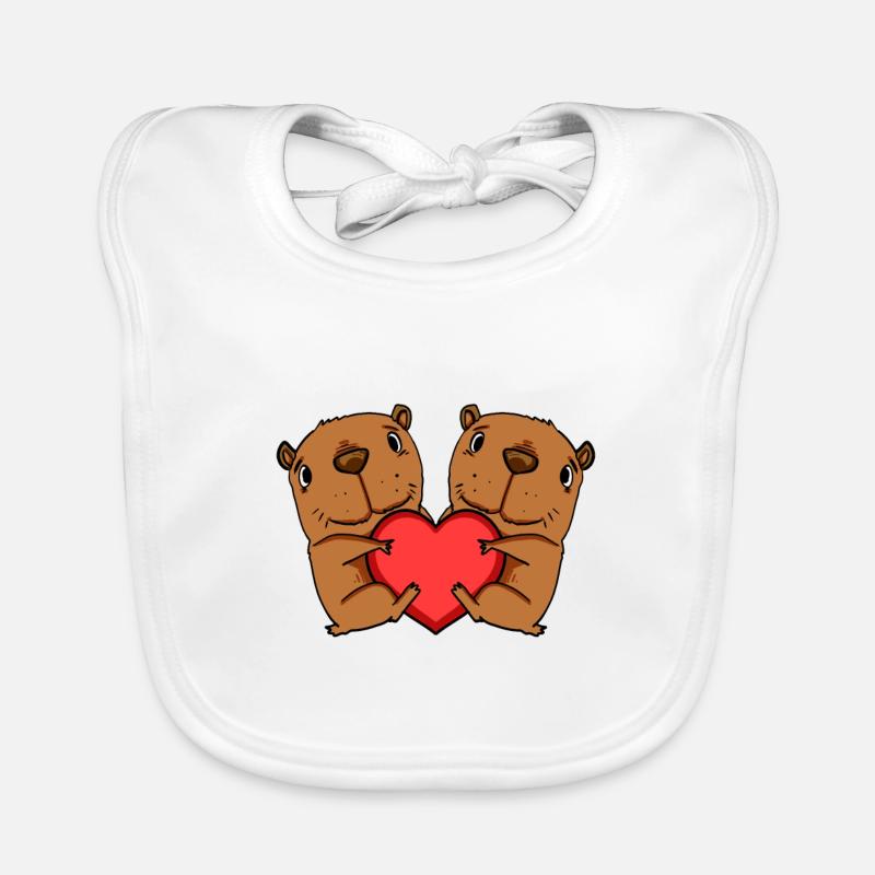 Motif de cœur Capybara capybara Bavoir bio Bébé
