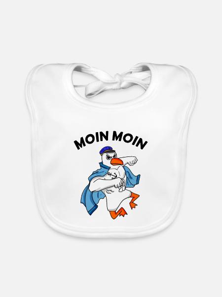 Moin Möwe Nordsee Kapitän - Baby Bio-Lätzchen - Weiß