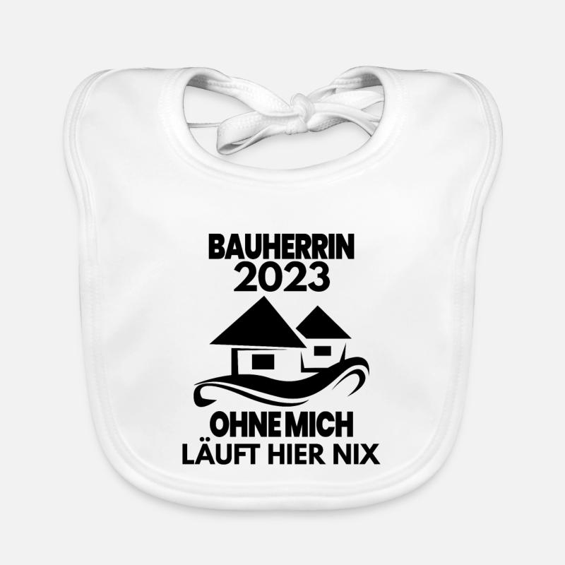 Bauherrin 2023 Hausbau Baustelle Baby Bio-Lätzchen