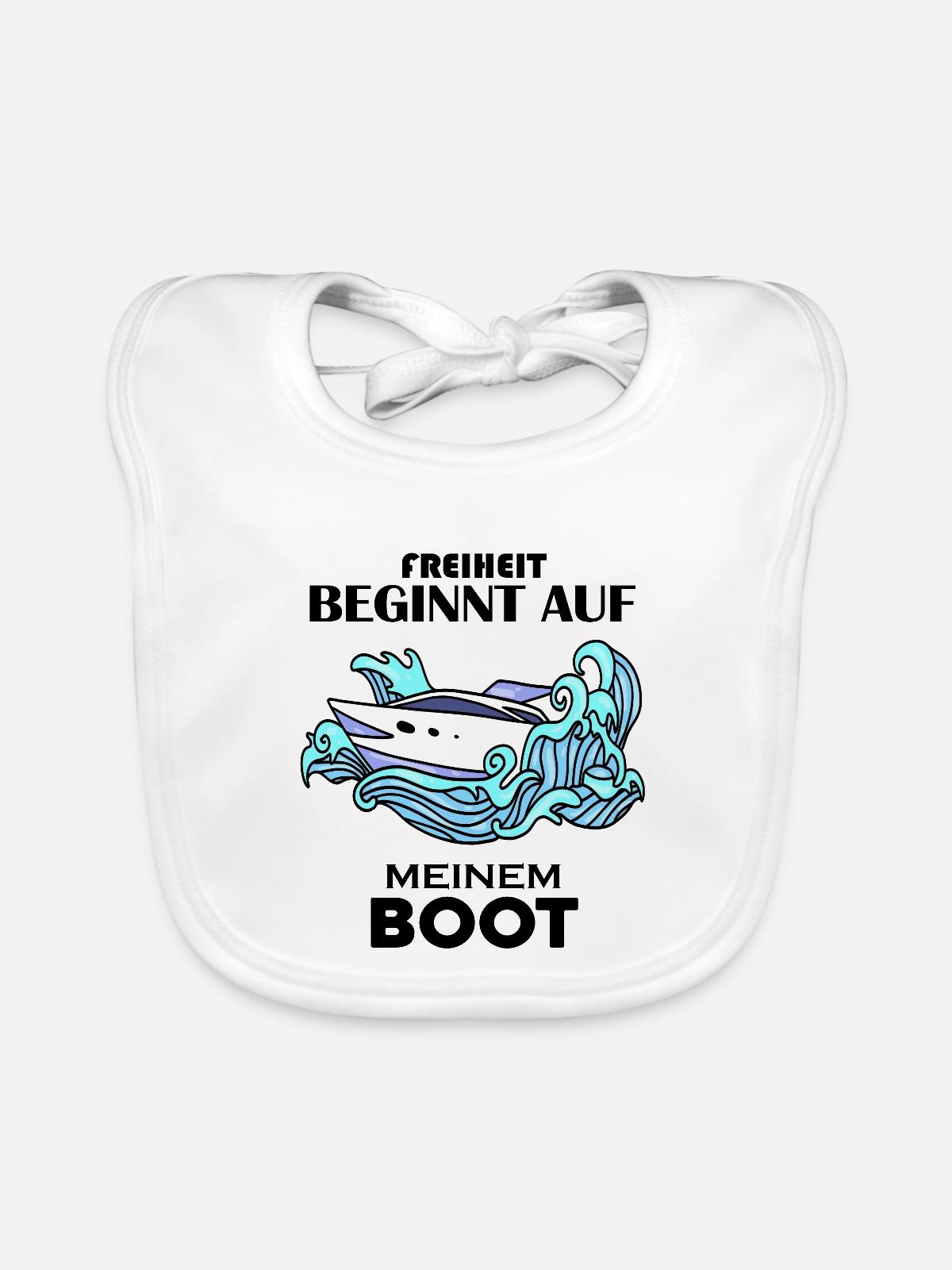 Boote Motorboot - Baby Bio-Lätzchen - Weiß - Vorne