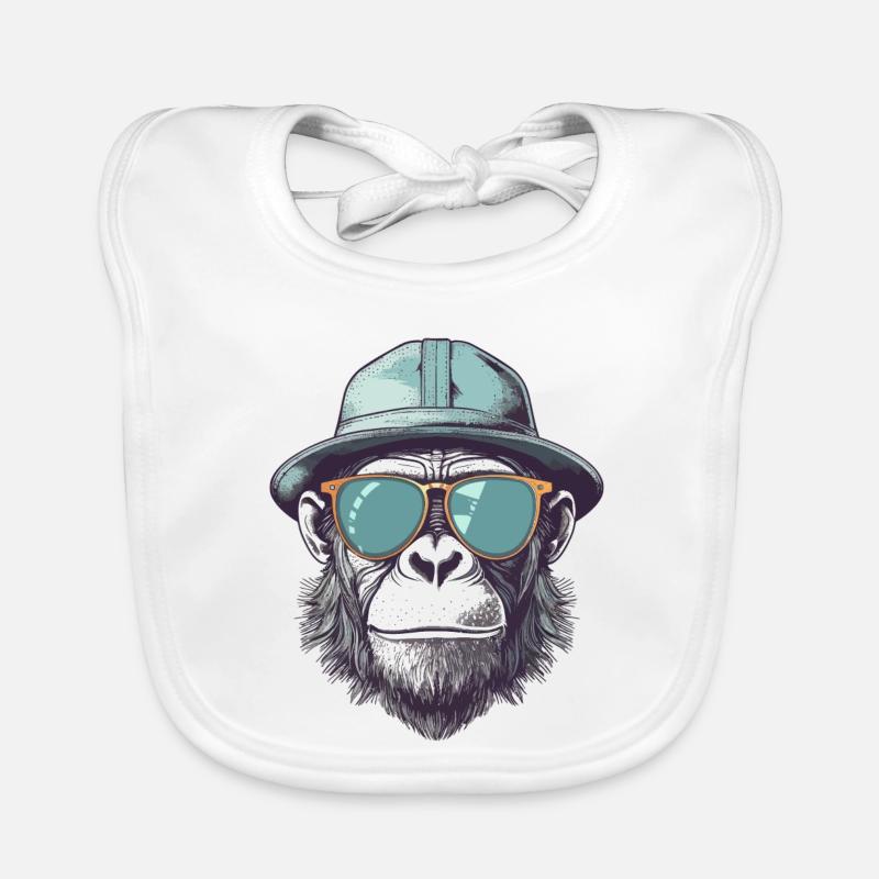 Singe cool avec lunettes de soleil et chapeau Bavoir bio Bébé