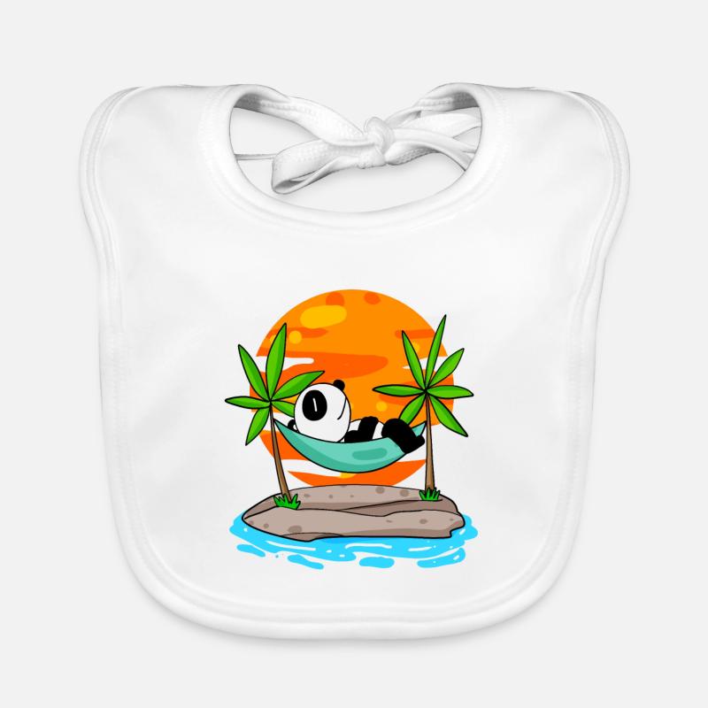 Panda sur la plage Bavoir bio Bébé