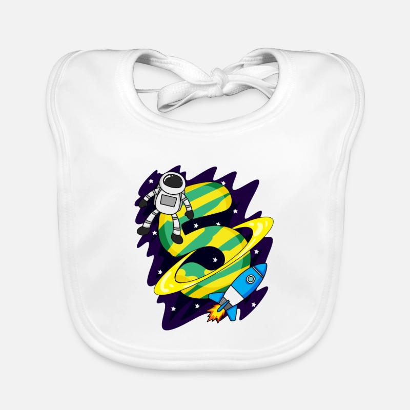 5 Birthday Boy Astronaut - five years Organic Baby Bibs