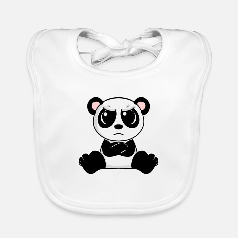 angry panda - Organic Baby Bibs - white