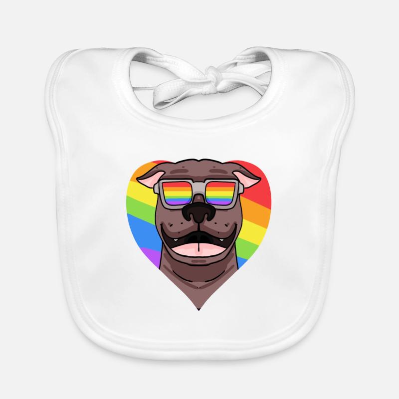 Rainbow - Chien pitbull avec lunettes Bavoir bio Bébé