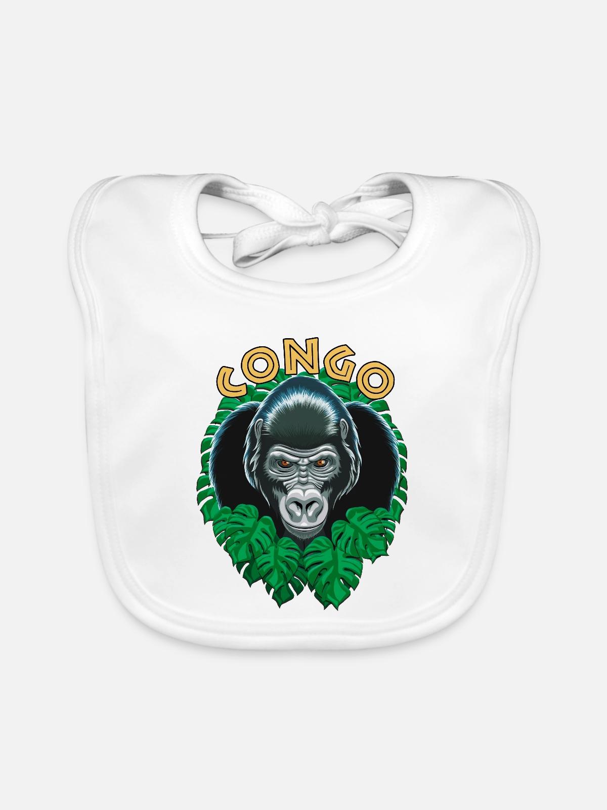 Kongo-Gorilla - Baby Bio-Lätzchen - Weiß - Vorne