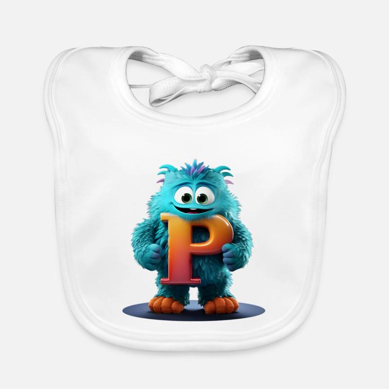 Monstre bleu avec P géant Bavoir bio Bébé