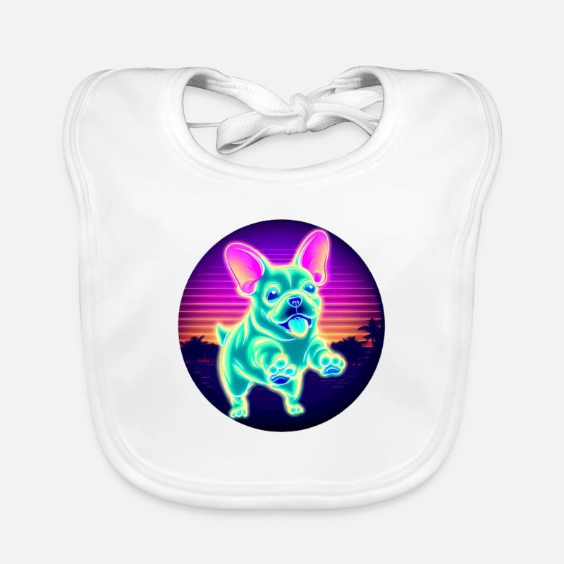 Bouledogue Français néon coucher de soleil Bavoir bio Bébé