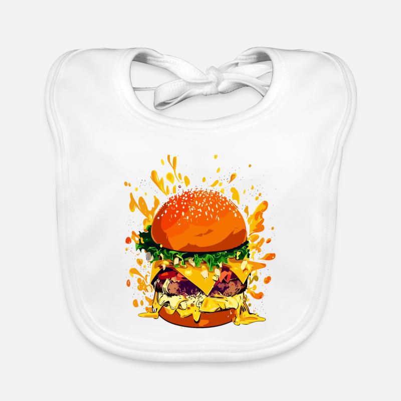 Cheeseburger extravagant avec éclaboussures de fromage Bavoir bio Bébé