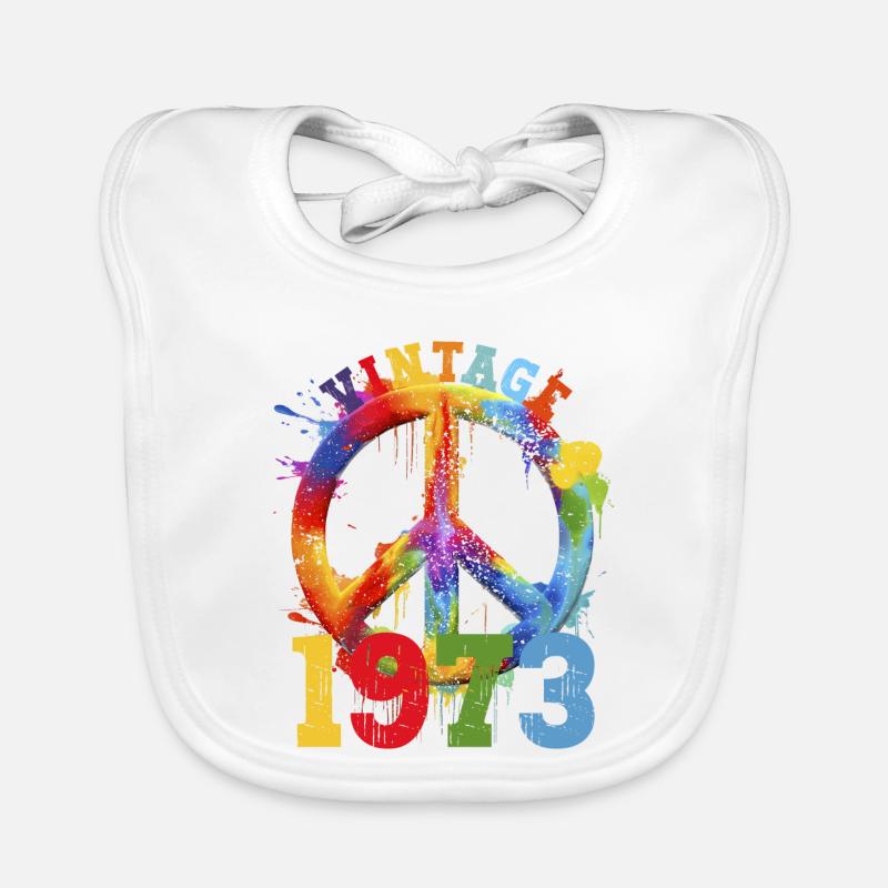 Vintage Peace Arc-en-ciel 1973 Splash - Bavoir bio Bébé - blanc