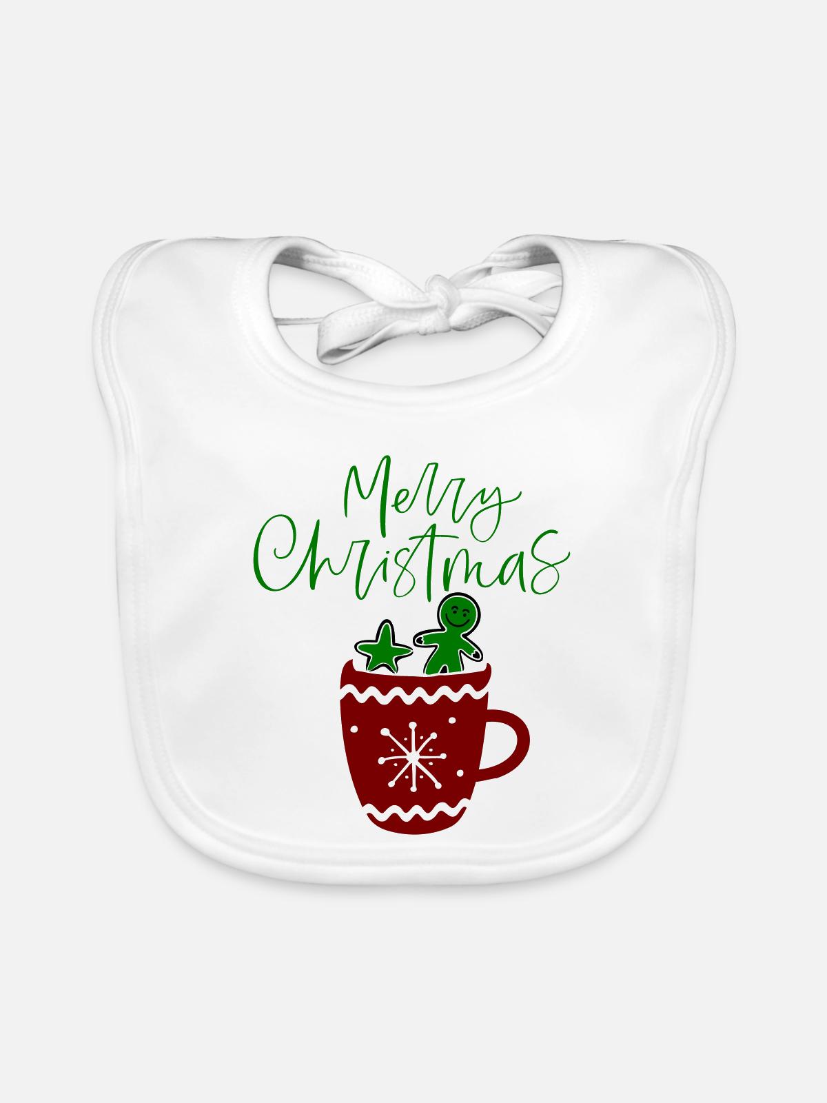 Joyeux Noël, Biscuits - Bavoir bio Bébé - blanc - Devant