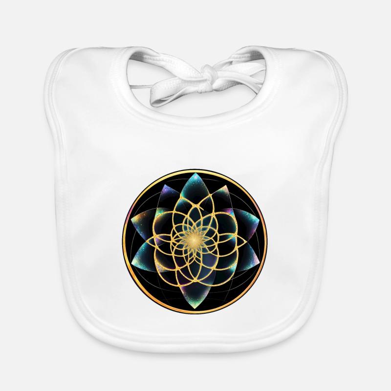 Goldenes Mandala Geometrie - Baby Bio-Lätzchen - Weiß