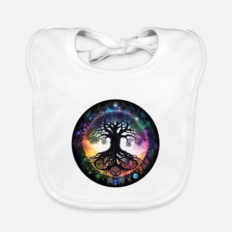 Root tree in rainbow circle Organic Baby Bibs