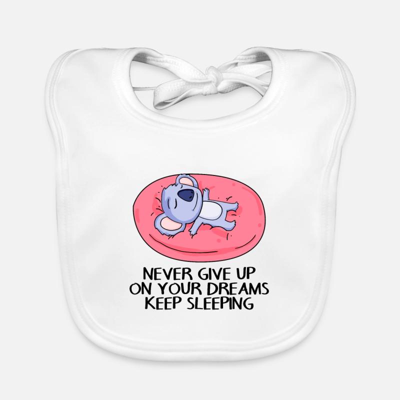 Koala Bear Sleeping Tired Dream Saying Funny Organic Baby Bibs
