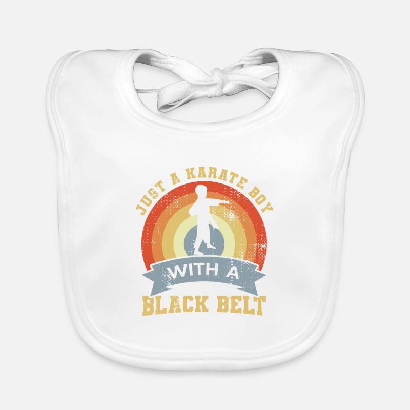 Karate Junge mit schwarzem Gürtel Baby Bio-Lätzchen