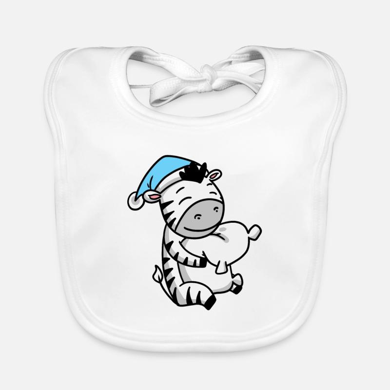 Zèbre avec oreiller et bonnet de somnolence Bavoir bio Bébé