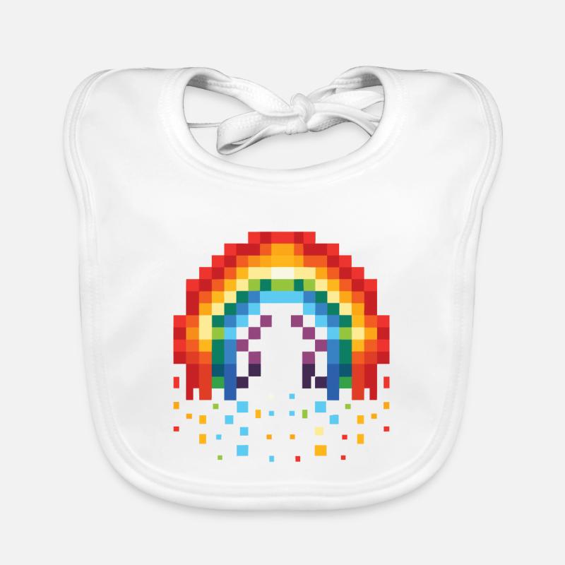 Pixel Art Rainbow 8-Bit Rétro Bavoir bio Bébé