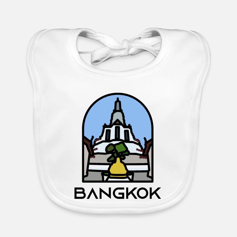 Bangkok - Wat Arun - Bavoir bio Bébé - blanc