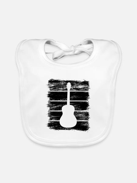 Guitar Sketch - Organic Baby Bibs - white - Front