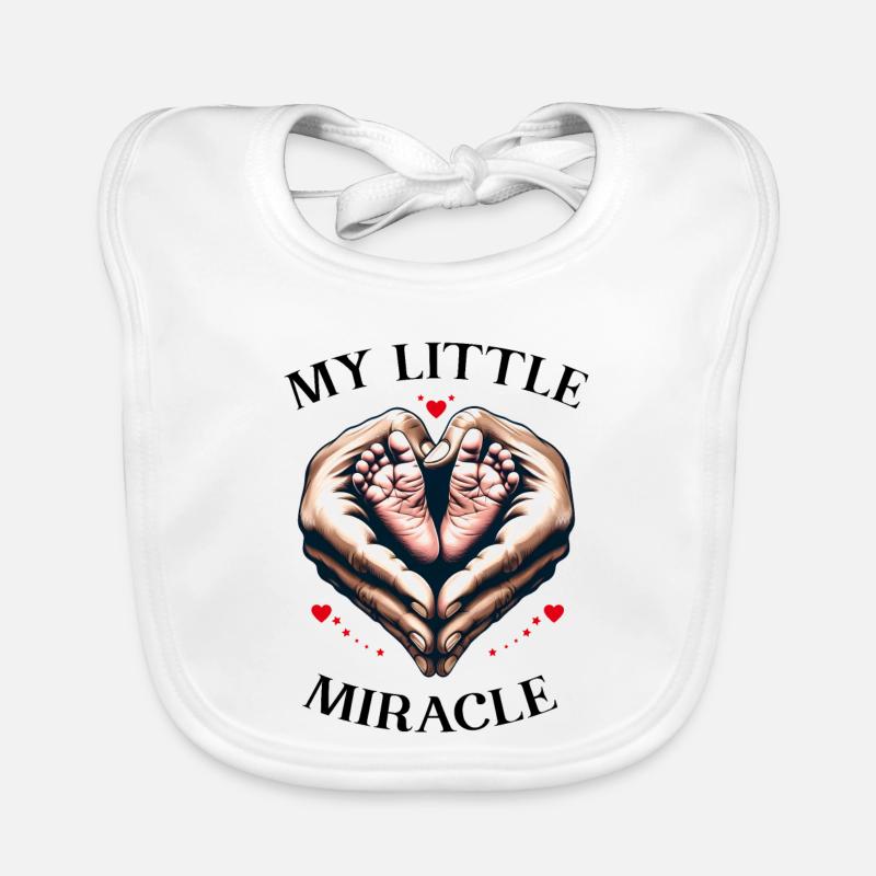 Empreintes de bébé coeur mains petit Miracle - Bavoir bio Bébé - blanc