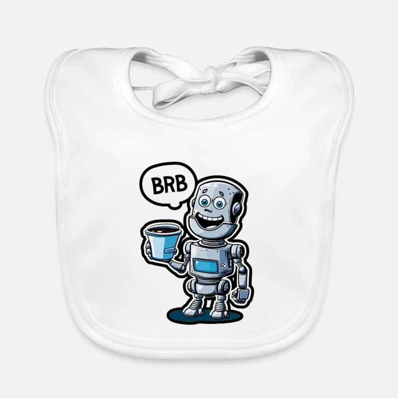 Drôle de robot avec du café et un ensemble BRB Bavoir bio Bébé