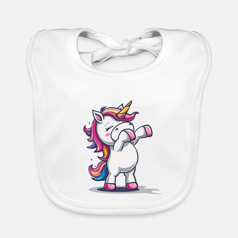 Licorne dansante - Bavoir bio Bébé - blanc