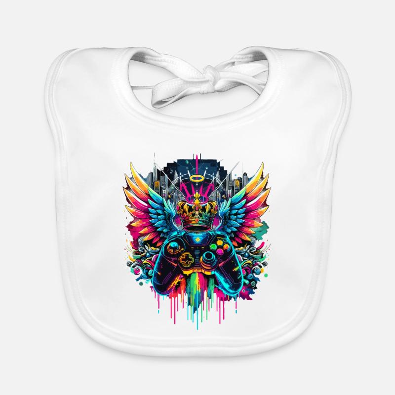 Gaming König Controller Flügel Graffiti Baby Bio-Lätzchen