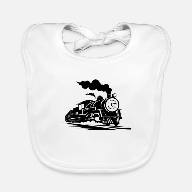 Steam Train Sketch Organic Baby Bibs