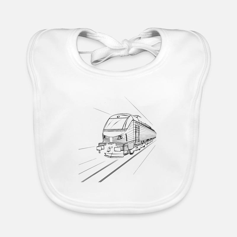 Train Sketch Organic Baby Bibs
