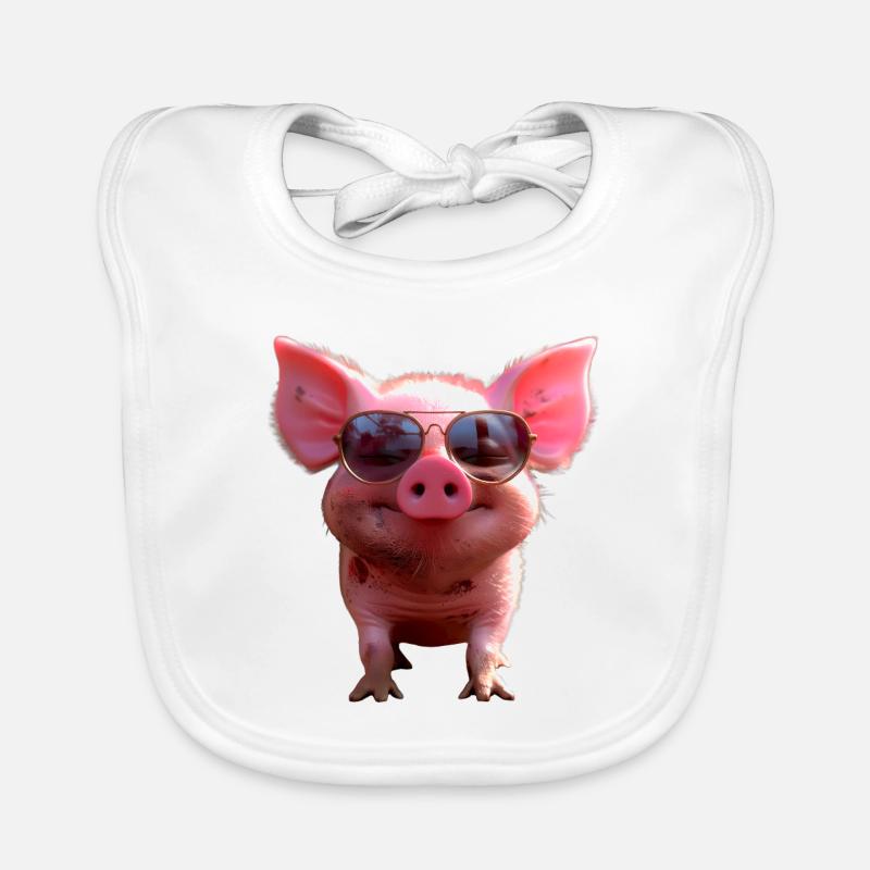 Cochon domestique Cochon Cochon Porcelet Cochon - Bavoir bio Bébé - blanc
