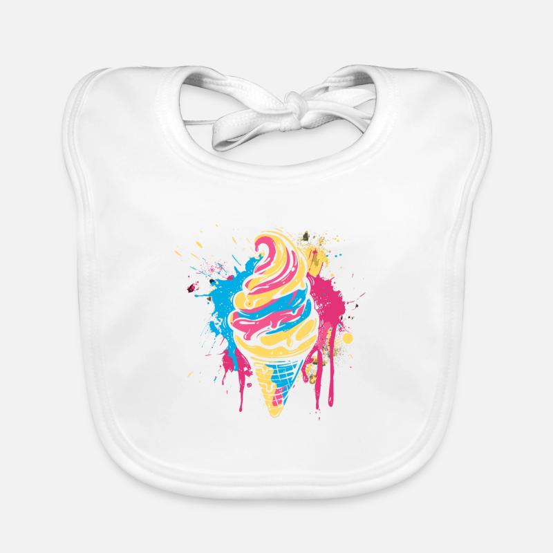 Cornet de crème glacée Éclaboussures de couleur Bavoir bio Bébé