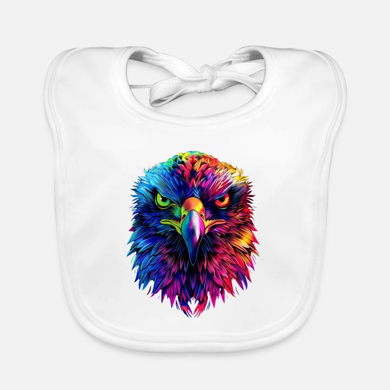 Aigle Pop Art Couleurs vives Aigle royal Pygargue à queue blanche Bavoir bio Bébé