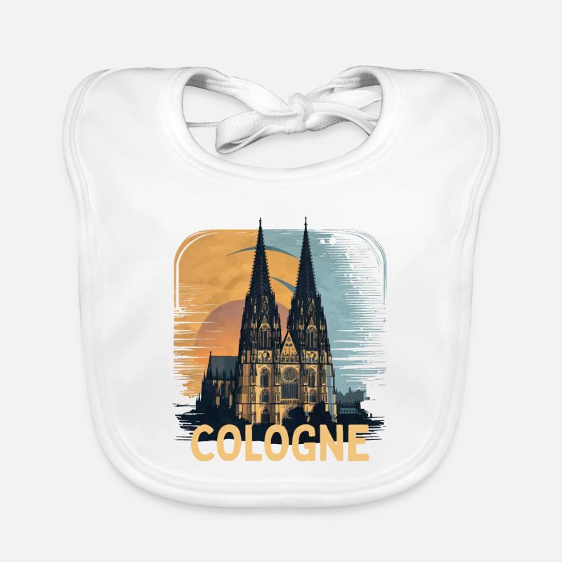 Cologne Cathedral Cologne Vintage Silhouette Cologne Skyline Organic Baby Bibs