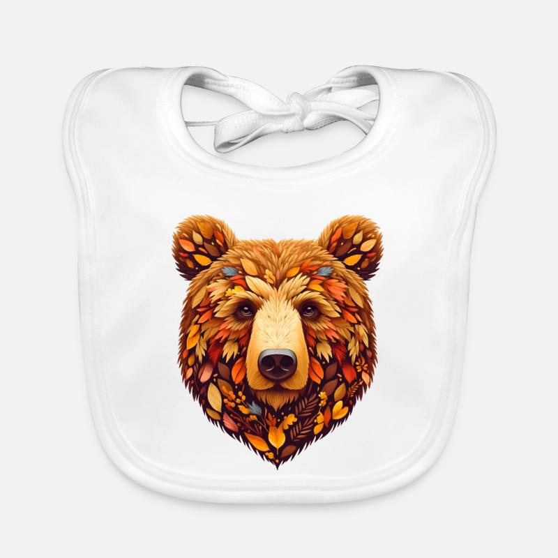 Brown bear, designed from different leaves Organic Baby Bibs