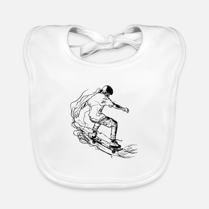 Skater Drawing Organic Baby Bibs