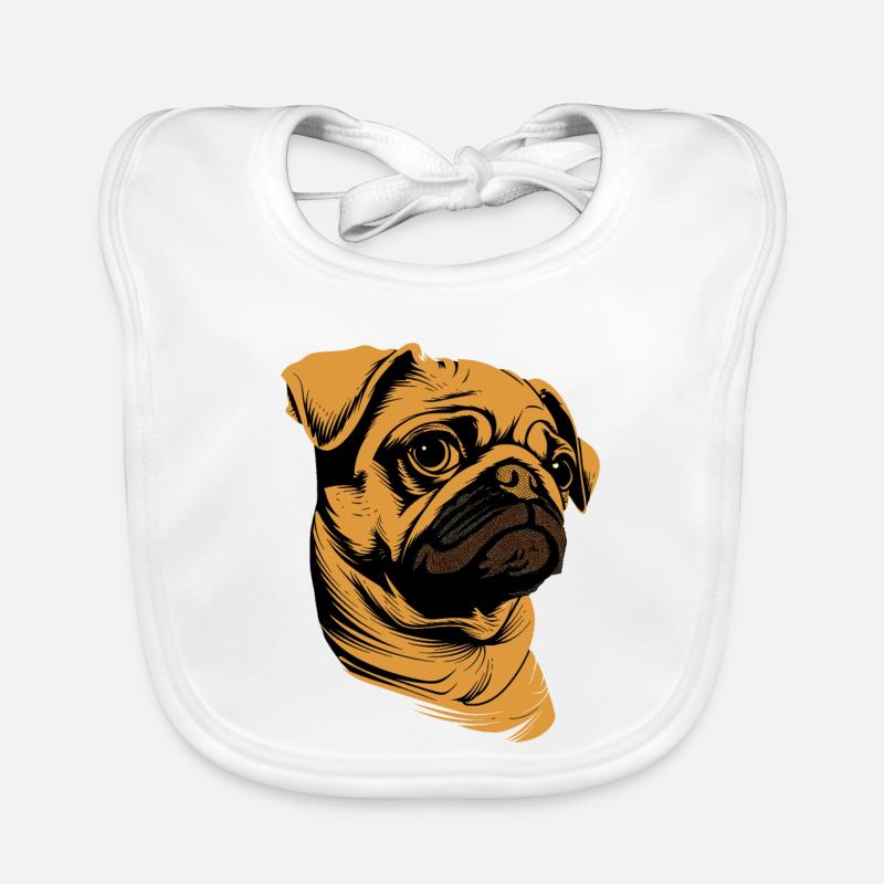 Mops Beige Hunde Liebe Carlin Kleiner Süßer Mops Baby Bio-Lätzchen