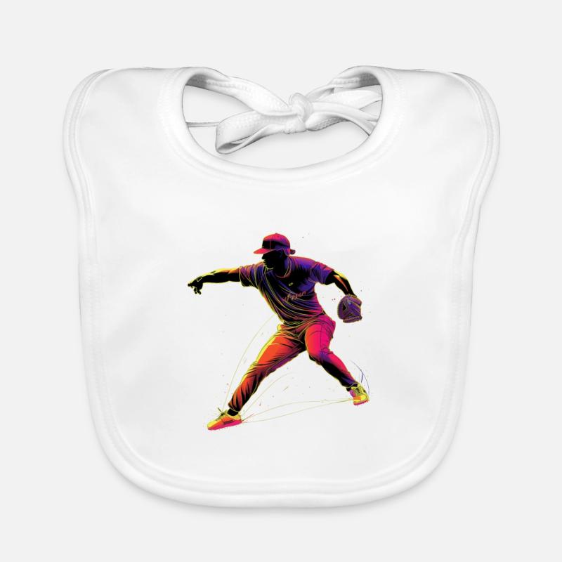 Baseballer Retrowave Baby Bio-Lätzchen