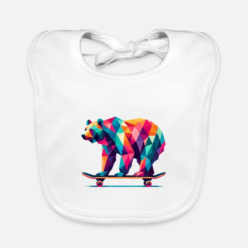 Geometrisches Polygon Bär Skateboarding Bunte Kunst Baby Bio-Lätzchen