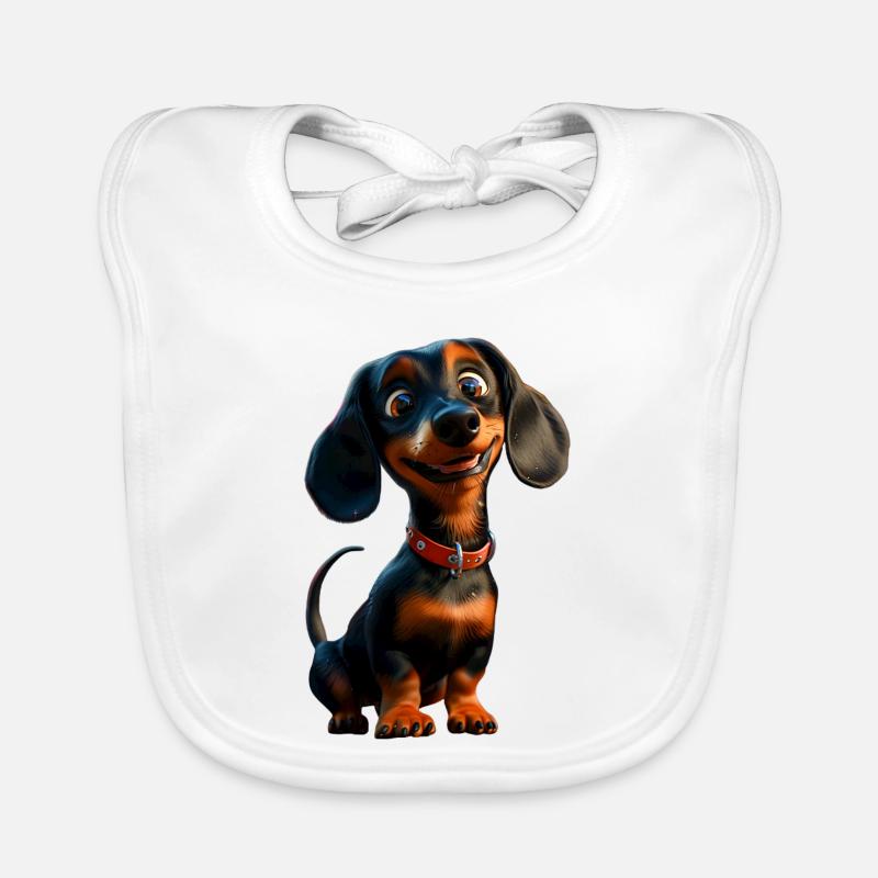 Teckel, Teckel, Teckel miniature, Dachshund Club, Teckel - Bavoir bio Bébé - blanc