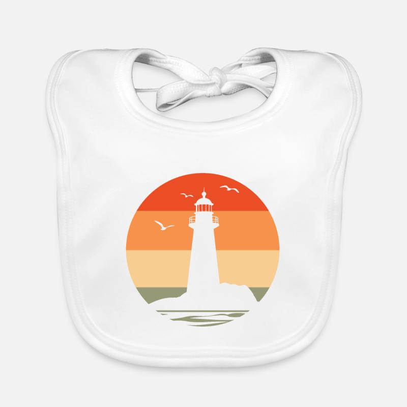 Lighthouse at sunset Organic Baby Bibs