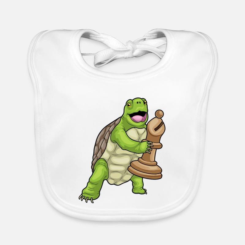 Turtle Chess Piece Bishop Chess Organic Baby Bibs