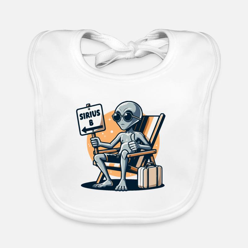 Alien "Sirius B" Hitchhiker's Guide Cartoon Illustration Organic Baby Bibs