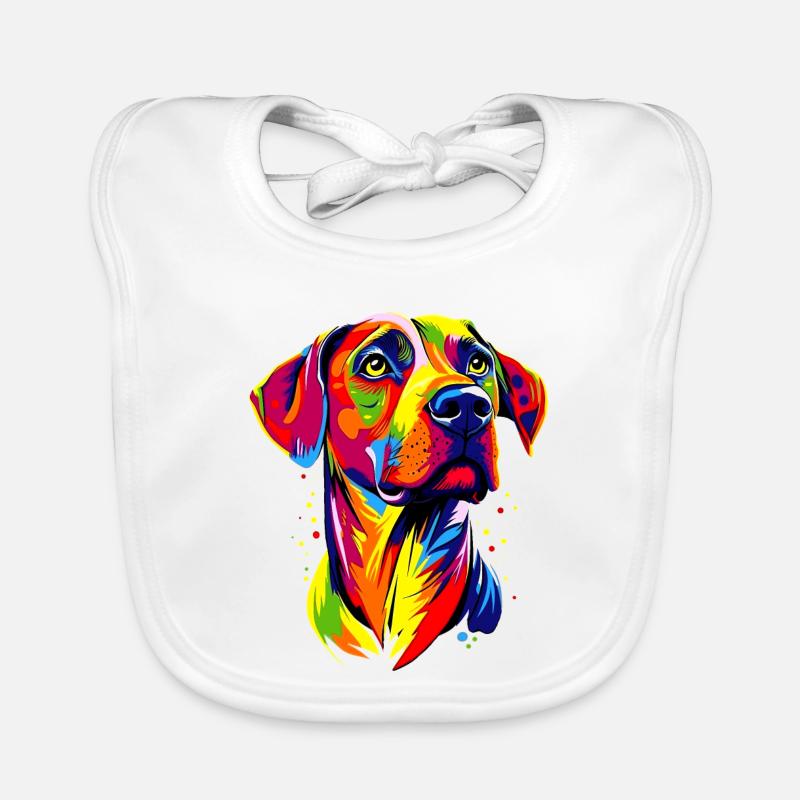 Rhodesian Ridgeback Popart Regenbogen Bunt Hunde Baby Bio-Lätzchen