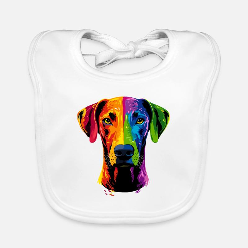 Rhodesian Ridgeback Popart Rainbow Colorful Dogs Organic Baby Bibs