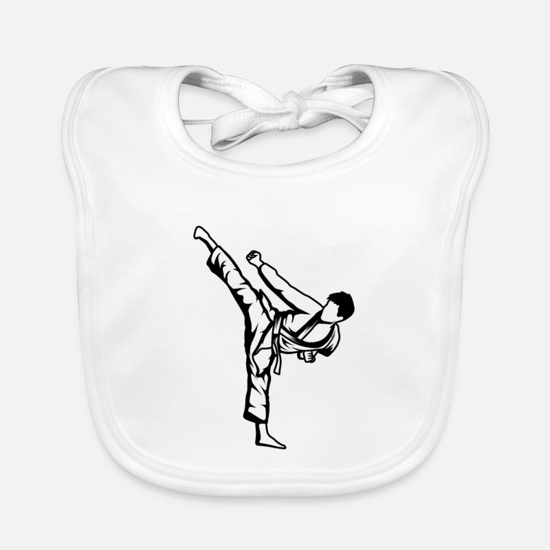 Karate Boy Drawing Organic Baby Bibs