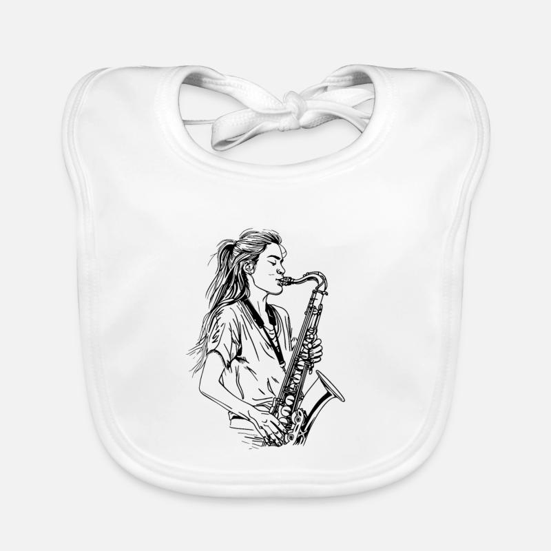 Saxophone Player Sketch Organic Baby Bibs